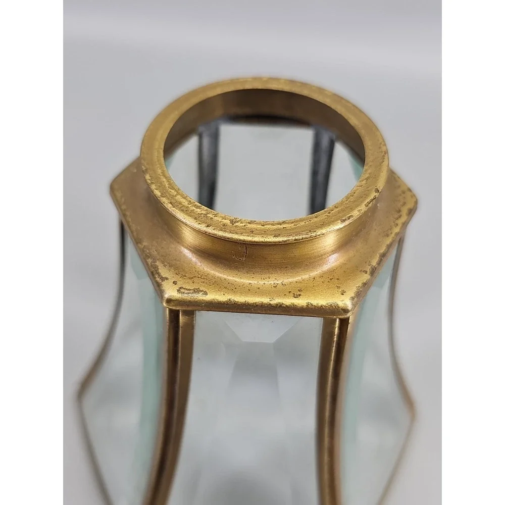 Vintage Glass BRASS 6-Panel Lamp/Light Shade REPLACEMENT 2